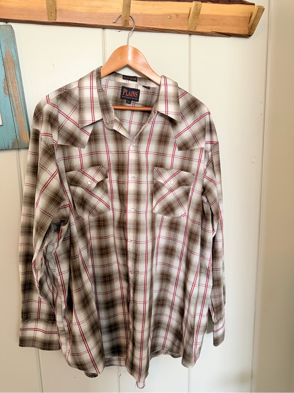 Vintage Y2K Plains Western Wear 3X Plaid Pearl Snap Cowboy Shirt
